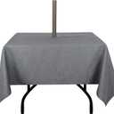 Outdoor Tablecloth Wrinkle-Free Stain Resistant Waterproof Polyester Fabric Table Cover with Zipper Umbrella Hole for Picnic/Party/Dinner/Patio Garden(6060inch Square,Zippered,Grey)