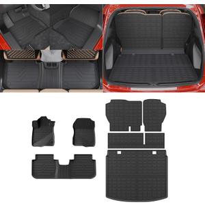 Floor Mats Compatible with 2023 2024 2025 2026 Honda CRV (Include Hybrid) Trunk Mat Cargo Liner All Weather Back Seat Cover CR-V Accessories (Upper Deck, Trunk Mat+Backrest Mats+Floor Mats)