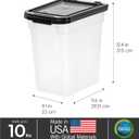 IRIS USA Airtight Dog Food Storage Container, WeatherPro, Up to 10 lbs, for Dog Cat Bird and Other Pet Food Storage Bin, Keep Fresh, Translucent Body, Made in USA, Clear/Black