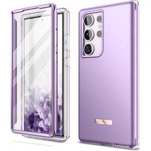 SURITCH for Samsung Galaxy S23 Ultra Case, [Built-in Screen Protector] [Dual-Layer Protection ] Full Protection Shockproof Rugged Bumper Phone Cover for Samsung S23 Ultra 6.8 Inch - Pure Purple