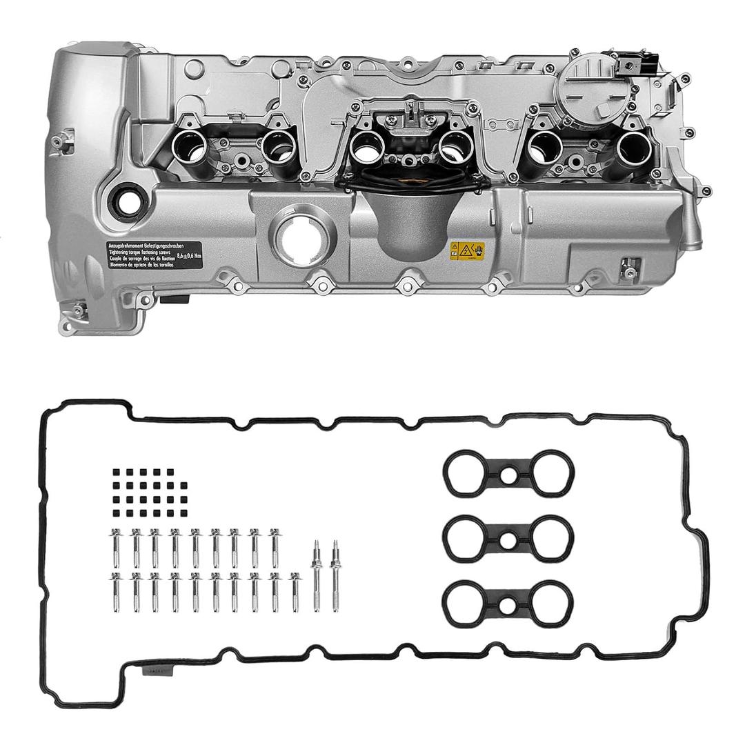 11127552281 All Aluminum Valve Cover & Gasket Kit Upgrade Performance Compatible with BMW E82 128i E9X 323i 328i E60 528i E70 X5 3.0si E83 X3 E85 Z4 E89 Z4 F10 528i N52 N51