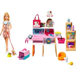 Barbie Doll & Playset, Pet Boutique with 4 Pets, Color-Change Grooming Feature & 20+ Themed Accessories