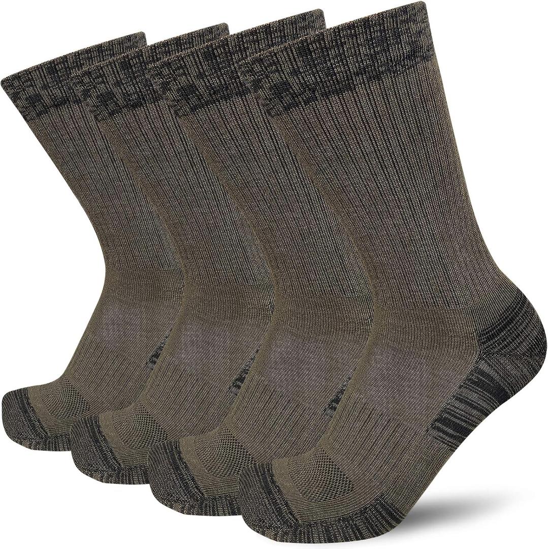 APTYID Men's Moisture Wicking Cushioned Crew Work Boot Socks (4-6 Pairs) (Black)