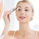 KEESON Facial Hair Removal for Women, 2-in-1 Electric Eyebrow Trimmer with LED Light, Rechargeable Hair Removal Device Face Shaver Facial Hair Remover for Women Face, Lip, Peach Fuzz (White)