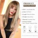 Esmee 24 Inches Charming Wig Light Gold Long Wigs for Women Middle Parting Natural Straight Heat Resistant Synthetic Wigs for White Women with Bangs