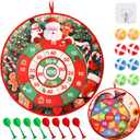 Christmas Games Santa Claus Dart Board for Family, Kids Adults with 8 Sticky Balls and 8 Darts, XMAS Activities Game,Indoor Outdoor Toys Party Favors Gifts (Double Sided Target Christmas&Thanksgiving)