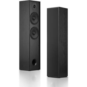 Elimavi Passive Floorstanding Stereo Speakers, Tower Design with 1" Tweeter and 6.5" Woofer, Two-Way System, 4-Ohm Impedance, 120W RMS, Sturdy MDF Cabinet, Ideal for Home Theater Systems, Black