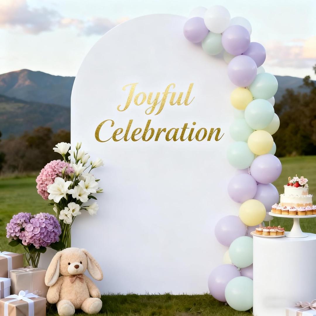 White Arch Backdrop Cover 7.2FT Fitted Polyester Arch Covers Stretchy Backdrop for Wedding Birthday Party Decoration Baby Shower Banquet Ceremony