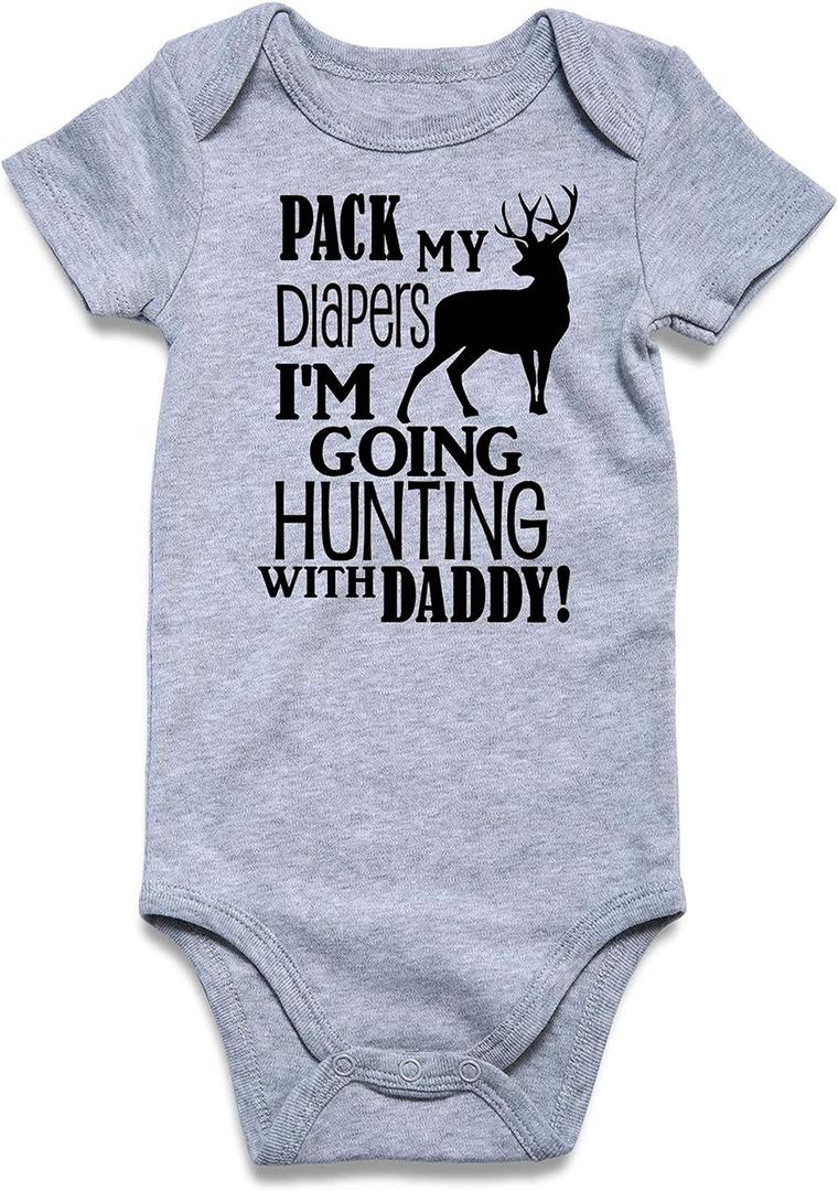 UNIFACO Unisex Baby Funny Saying Outfit Short and Long Sleeve Bodysuits Romper 0-18M (Gray)