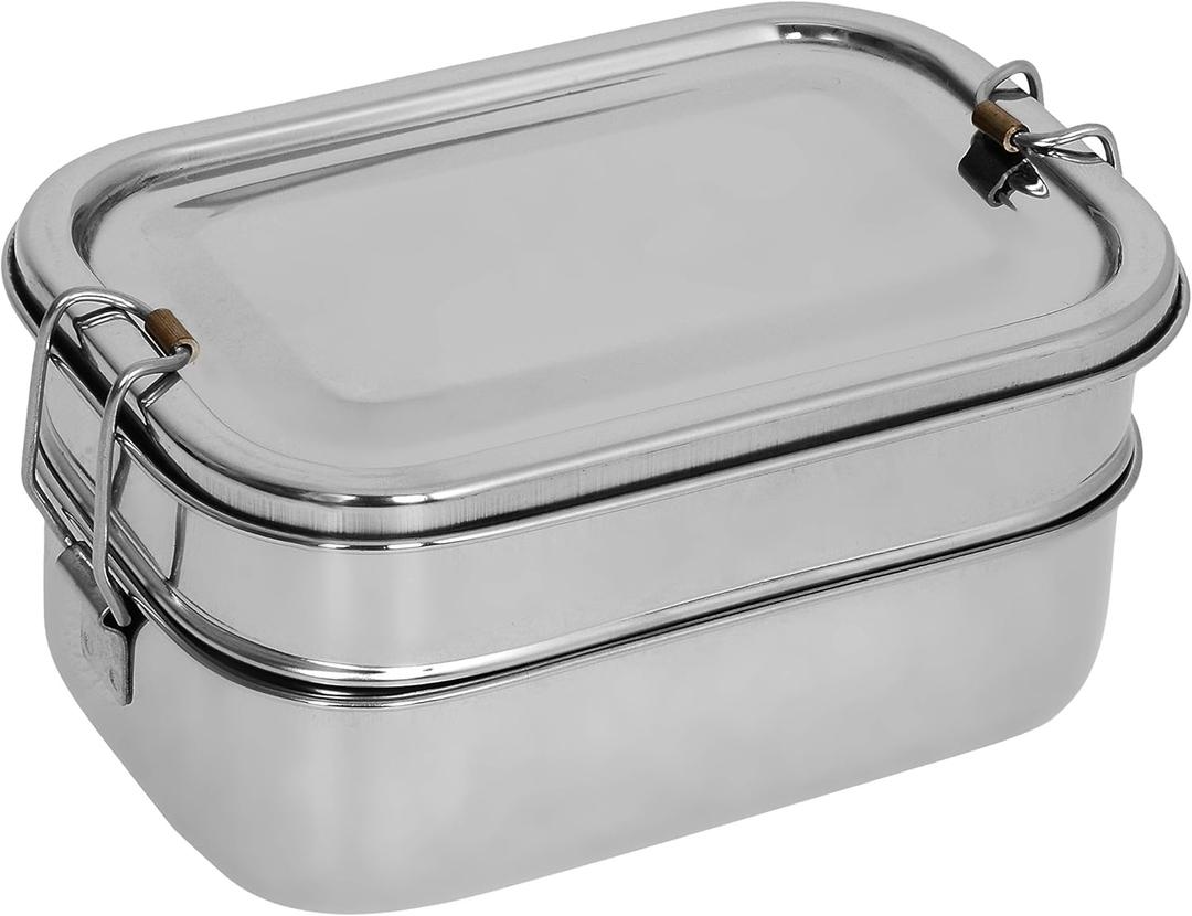Rectangle Double Decker Stainless Steel Lunch Box