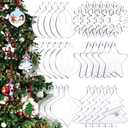Blulu 48 Pieces Christmas Clear Acrylic Ornament Blanks 3 Inch Acrylic Flat Disc Ornaments 0.06 Inch Thick DIY Christmas Crafts Xmas Tree Decorations Hanging Heart Bell Star Decorations(Simple Style)