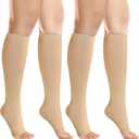 +MD 2 Pairs 20-30 mmHg Compression Socks for Women & Men, Knee High Open Toe Stockings, Graduated Support & Comfort Hose XL