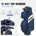 Findway Golf Cart Bag, Upgraded Quiet 15‑Way Full‑Length Divider Golf Bag for Men Women, Anti‑Rattle Locking Top with Grip‑Holding Base, Multiple Pockets, Rain Cover