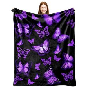 NieNeaNia Butterfly Blanket for Women Girls Purple Butterfly Gifts Butterflies Throw Blanket Decorations for Bedroom Decor 50" X 40"