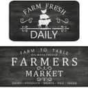 Farmhouse Kitchen Rugs Set of 2,Rustic Kitchen Rugs Farmhouse Style Mat Non-Slip Washable, Farmhouse Kitchen Decor Anti-Fatigue Floor Mat for Kitchen Sink Laundry Room, 17x30+17x47inch Black