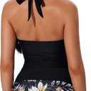 SUUKSESS Women Sexy Halter Tankini Bathing Suits Slimming Tummy Control High Waisted Swimsuits 2 Piece (Black, L)