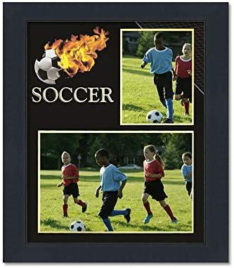 CountryArtHouse Lacross Theme Modern Black Wood Frame and Dynamic Lacrosse Graphic for Two Photos Measuring 3x5 & 7x5 Inches 10Pack