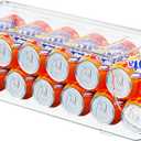 Soda Can Organizer for Refrigerator, Stackable Canned Food Pop Cans Container Can Holder Dispenser with Lid for Fridge Rack Freezer, Clear Storage Bins-Holds 12 Cans Each (One)