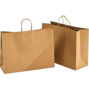RACETOP Large Brown Paper Bags with Handles Bulk 100Pcs 16x6x12 Inch Gift Bags Bulk, Brown Kraft Paper Bags for Retail, Party, Shopping, Christmas, Favor, 1 count