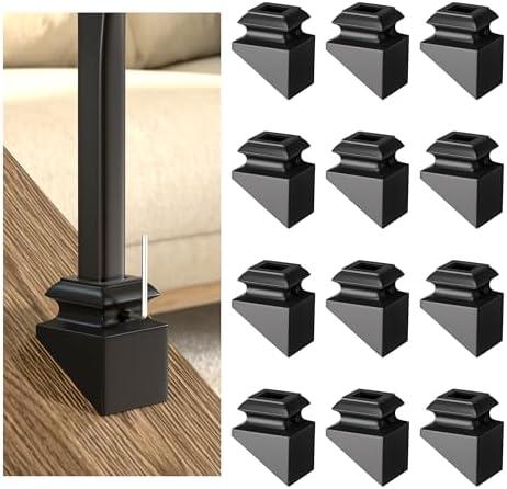 Antsky Iron Baluster Shoes 12 Pack, Slant Shoes, Stair Baluster Shoes Use for 1/2" Square Iron Balusters, Balusters for Staircase Interior, Satin Black