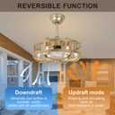 18" Gold Bladeless Ceiling Fan with Light, Caged Fandelier with Remote Control, 6-Speed Reversible Motor, Low Profile for Bedroom, Kitchen, Dining Room