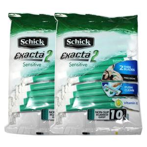 Schick Exacta2 Sensitive Disposable Razor, 10 Count(Pack of 2) (Green)