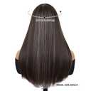 GNIMEGIL 26 Inch Long Brown Wigs for Women Silky Straight Highlights Natural Daily Wear Remy Hair Wig with Bangs Synthetic Fiber Glueless Roleplay Cosplay Costume (Brown Mixed Blonde)