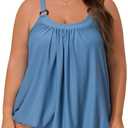 Aleumdr Plus Size Tankini Swimsuit for Women 2 Piece Tummy Control Bathing Suit Blouson Flowy Swim Dress with Bottom, Size 2X