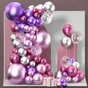 PartyWoo Pink and Purple Balloon Garland, 100 pcs Balloons Different Sizes Pack of 18 Inch 12 Inch 10 Inch 5 Inch Pink Purple Red Silver Metallic Balloons for Birthday Decorations, Party Decorations