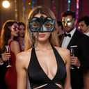 2 x elegant black feather masquerade ball mask for women and men - perfect couple accessory for masquerade Halloween (Green)