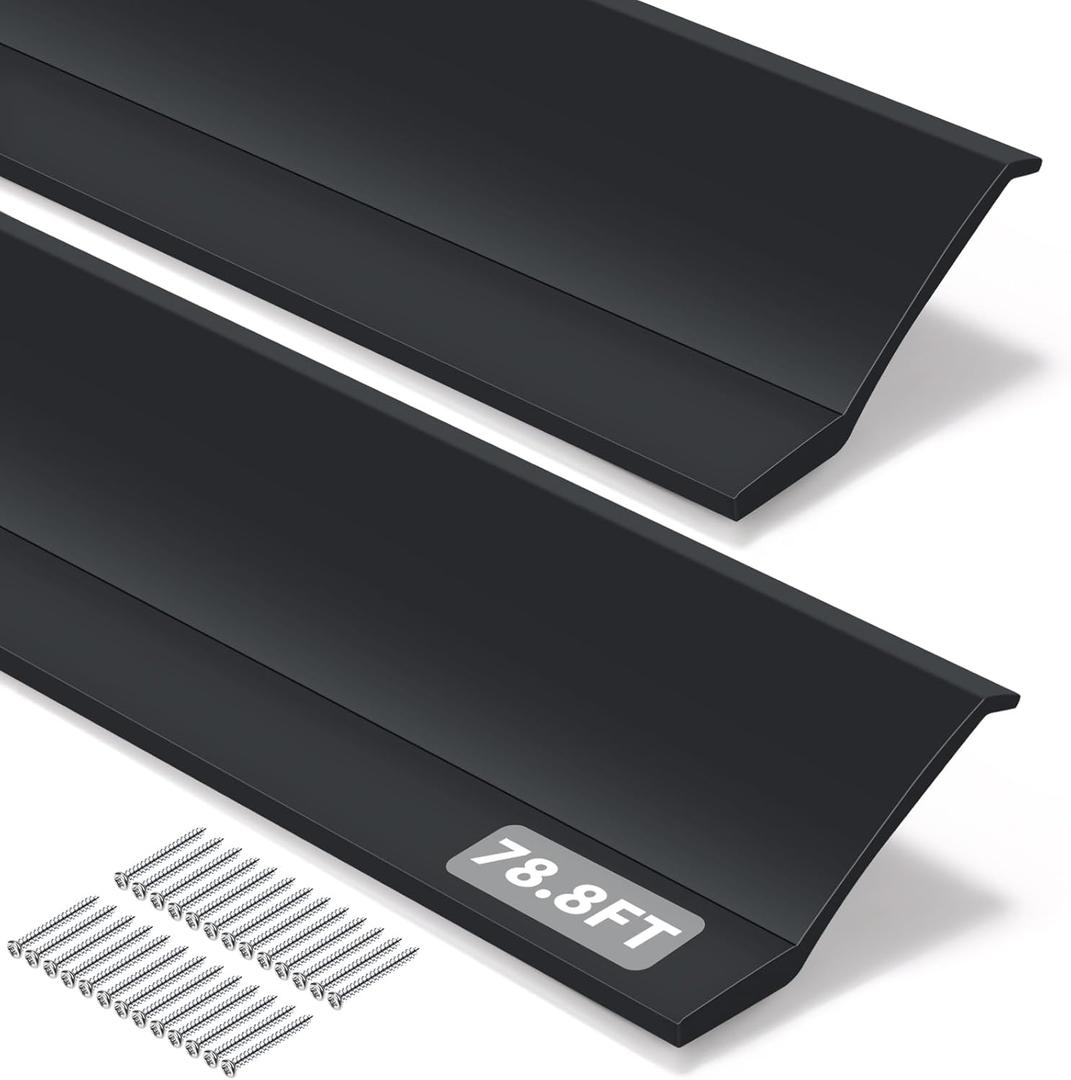 Nuogo Weatherproofing Garage Door Seals Top and Sides Seal Strip PVC Garage Door Weather Stripping with Screws (78.7 ft, Black), Pack of 2