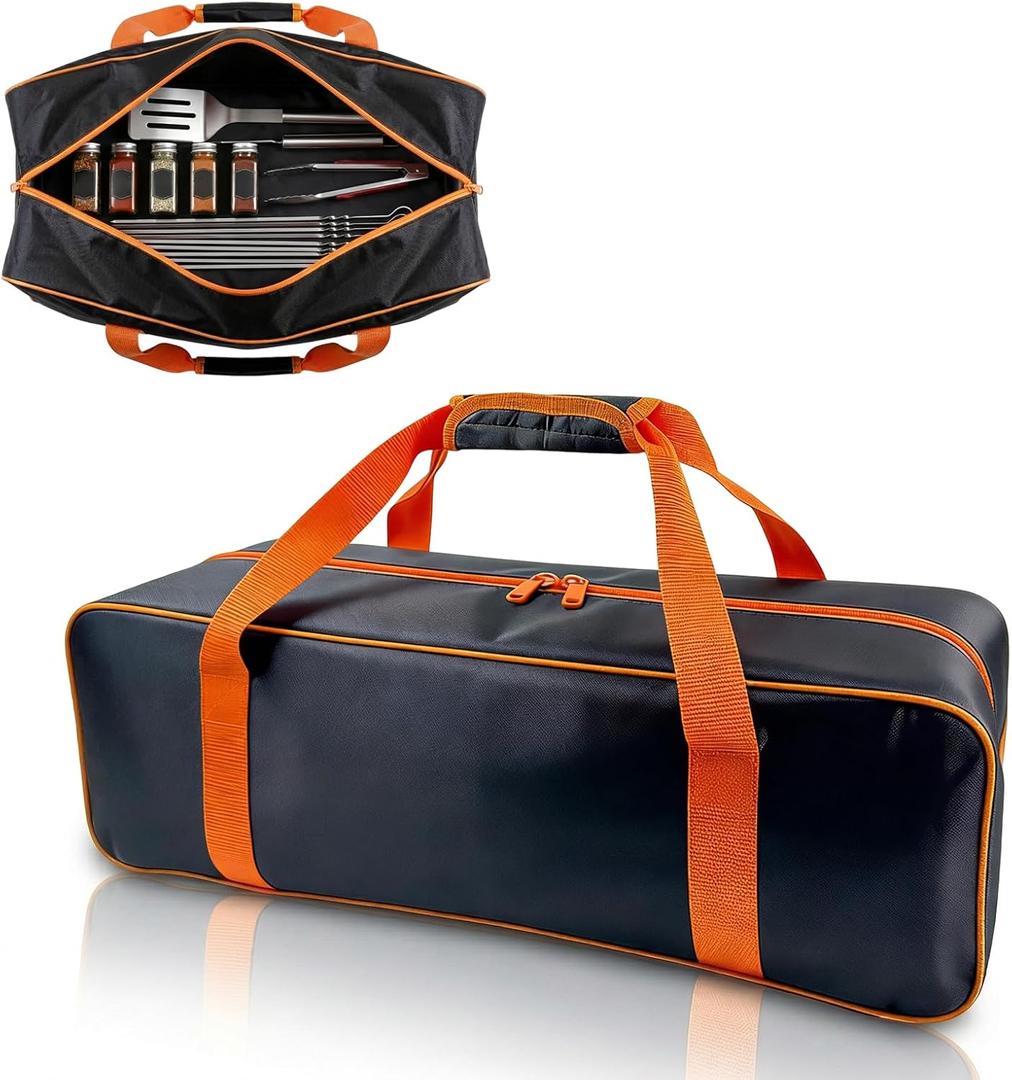 Grill Tool Storage Bag, 24" x 8" x 8" Large Capacity BBQ Accessory Storage, Heavy-Duty Utensil Grill Accessories Organizer Case Storage Compatible with Blackstone.Black (No Accessories)