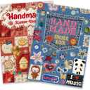 PRSTINCOL 2 in 1 Japanese Sticker Book Combo Set with Red and Blue Patterned Die Cut Stickers 60 Sheets for Journaling