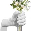 White Hand Wall Vase, Unique Home Wall Decor Art for Flowers, Funky 3D Sculpture Art, Eclectic Home Decor, Maximalist White House Decor for Bathroom, Living Room