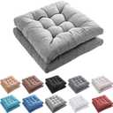 FABRICASTLE Outdoor Indoor Chair Cushions Set of 2 - Patio Furniture Cushion 19x19 inch, Non-Skid Overfilled Seat Cushions for Wicker Rocking Chairs Universal Fit Square Design (2, Grey)