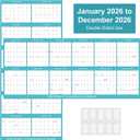 17" x 38" 2026 Wall Calendar, Wet & Dry Erase Wall Calendar 12 Month, Yearly Laminated Wall Calendars, Reversible Annual Planner, Horizontal/Vertical, Suitable for Home, School, and Office Use (No Creases) (Blue)