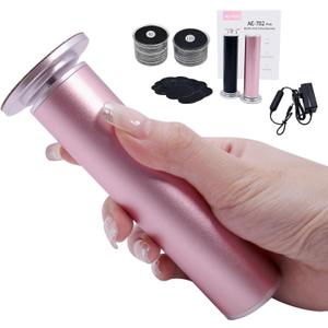 AprElm 4.8IN Longer Electric Foot Callus Remover with 80pcs Sandpaper Discs, Professional Aluminum Callus Remover for Feet, Stepless Speed Control Pedicure Tools for Dead Skin (Pink)