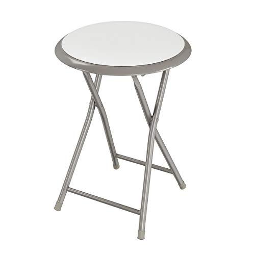 Lavish Home Portable Folding Stool with Backless Seat, White, 18 Inch