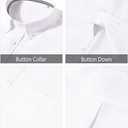 J.VER Men's Oxford Shirt Solid Casual Button Down Collar Shirts Long Sleeve Dress Shirts with Pocket, White, Medium