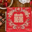 SHINEOFI Chinese Classical Chair Cushion Kneeling Pad Dragon Phoenix Pattern Square Seat Cushion Breathable Sitting Mat for Wedding and Tea Ceremony Home Decor, 42.00X42.00X1.50CM