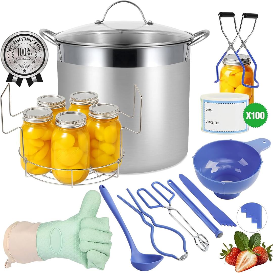 20.5 QT Water Bath Canning Pot with Rack and Lid, Canning Supplies, 20.5 Quarts