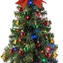 Small Christmas Tree with Lights - 23 Inch Mini Tabletop Christmas Tree with Multi-Color LED Lights, Hanging Ornaments, Decorative Bow and Gift Boxes - Prelit Table Tree for DIY Christmas Decoration