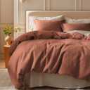 Bedsure Cotton Duvet Cover King - 100% Cotton Waffle Weave Burnt Orange Duvet Cover King Size, GentleSoft and Breathable Bedding Set for All Season, 3 Pieces, 104"x90"