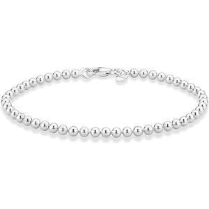 Miabella 925 Sterling Silver Italian Handmade 3mm Bead Ball Strand Chain Bracelet for Women Made in Italy