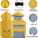 Dog Raincoat Dogs Rain Jacket Reflective Waterproof Pet Clothes Lined Poncho Rainwear Pocket Hooded Leash Hole Adjustable for Small Medium Dogs Puppy,Yellow,XS,Back Length 6.8 Inch