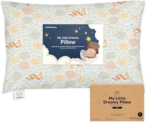 KeaBabies Toddler Pillow with Pillowcase, Jumbo 14X20 - Soft Organic Cotton Toddler Pillows for Sleeping - Machine Washable - Perfect for Travel, Toddler Bed Set (Wild Picnic)