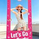 Tall Life Size Hot Pink Girls Photo Booth for Girls Birthday Party Photoshoot Princess Doll Let's Go Bachelorette Theme Party Decorations Girl Birthday Party Supplies Favors (4.9 Ft x 3.2 Ft)