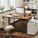 PRAISUN 47 X 20 Inch Office Computer Desk with Power Outlets and USB-C Port, Larger Gaming Desk, for Home Office, Study, Bedroom, Writing Work from Home Table, Metal Frame, Rustic Brown