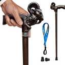 Hand Carved Wooden Cane Ultra Lightweight 0.88 lbs Support up to 500 lbs Walking Cane for Men and Women High-end Solid Wood Canes for Seniors with 3 Tips for City Trekking Daily Use (Chestnut Brown)