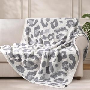Leopard Throw Blanket for Couch Bed Sofa Ultra Soft Cozy Animal Print Blanket, Lightweight Western Decor Plush Cheetah Throw, Blanket for Women & Teen Girls 60x80 Inches Grey
